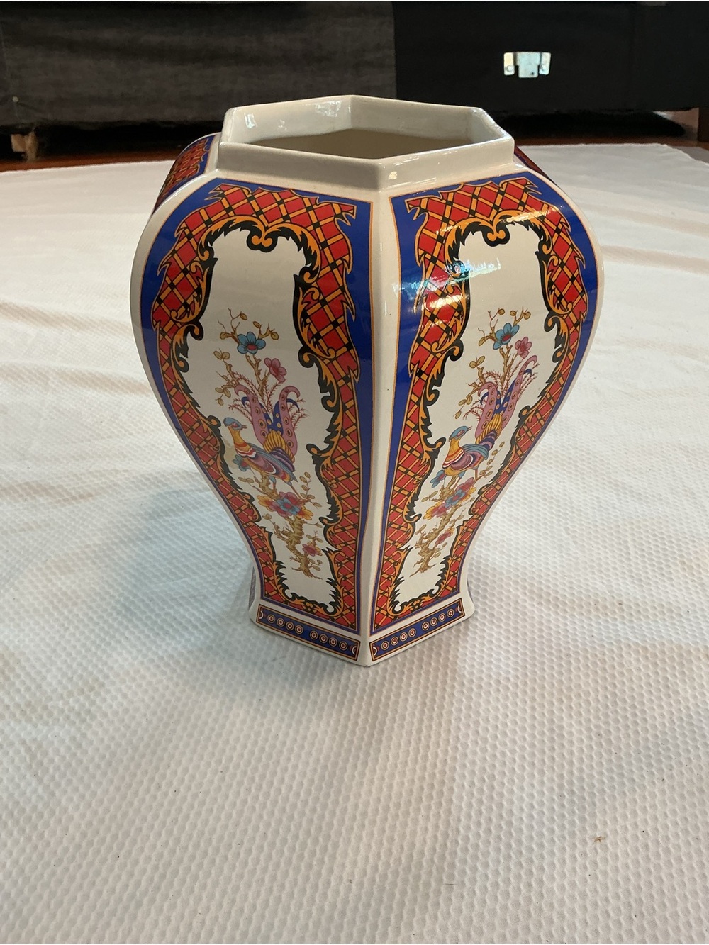 Vtg Italy Decorative Multicolor Porcelain Vase with Floral Motif